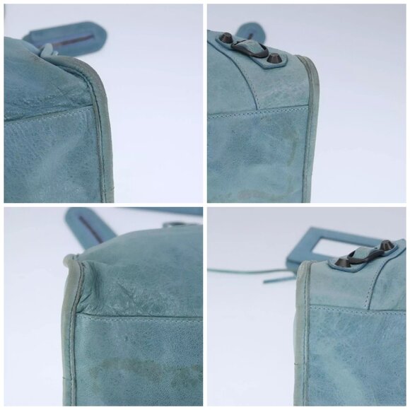 BALENCIAGA The City Hand Bag Leather 2way Light Blue Auth - Picture 15 of 16